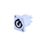 Conector Powercon SAC3MPB Blanco Chasis. Seetronic